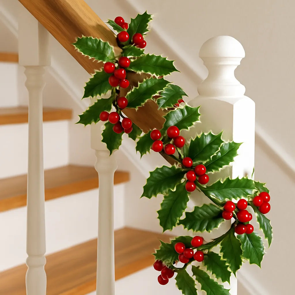 Guirlande de Baies de Houx Blanc et Vert