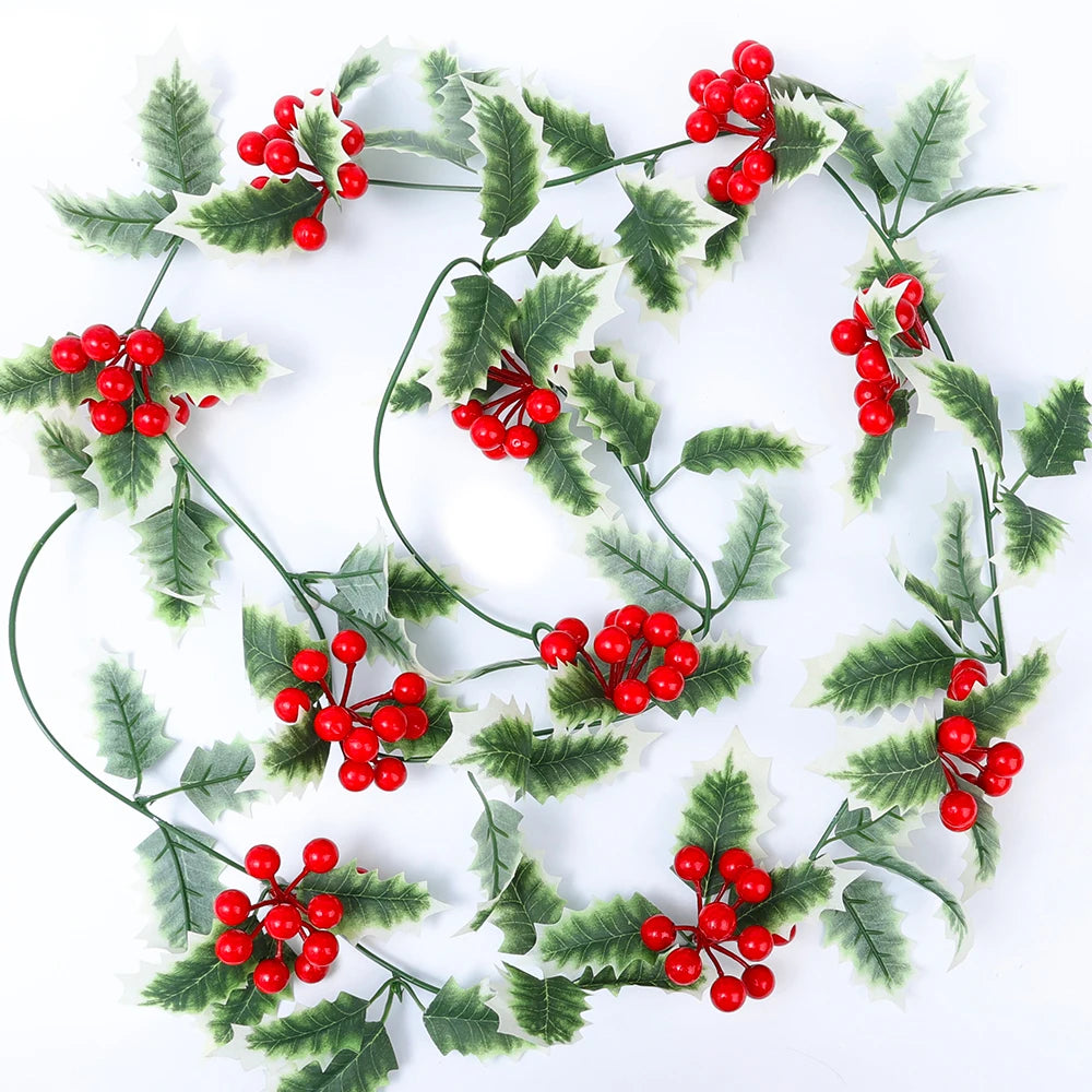 Guirlande de Baies de Houx Blanc et Vert Design