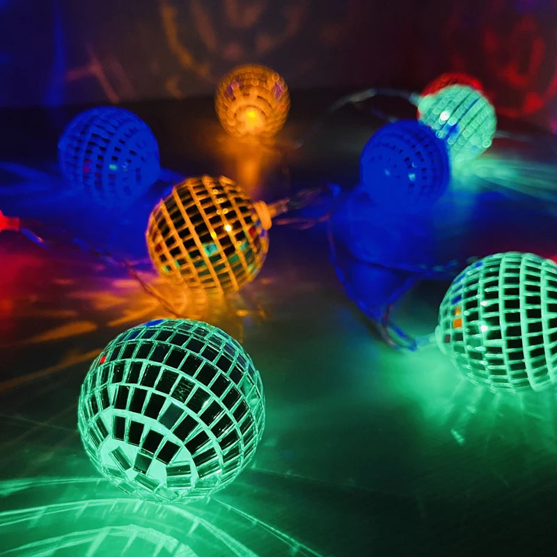 Guirlande de Boules Disco Multicolore Festive