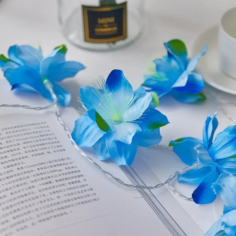 Guirlande de Fleurs Bleues Lumineuse Chic