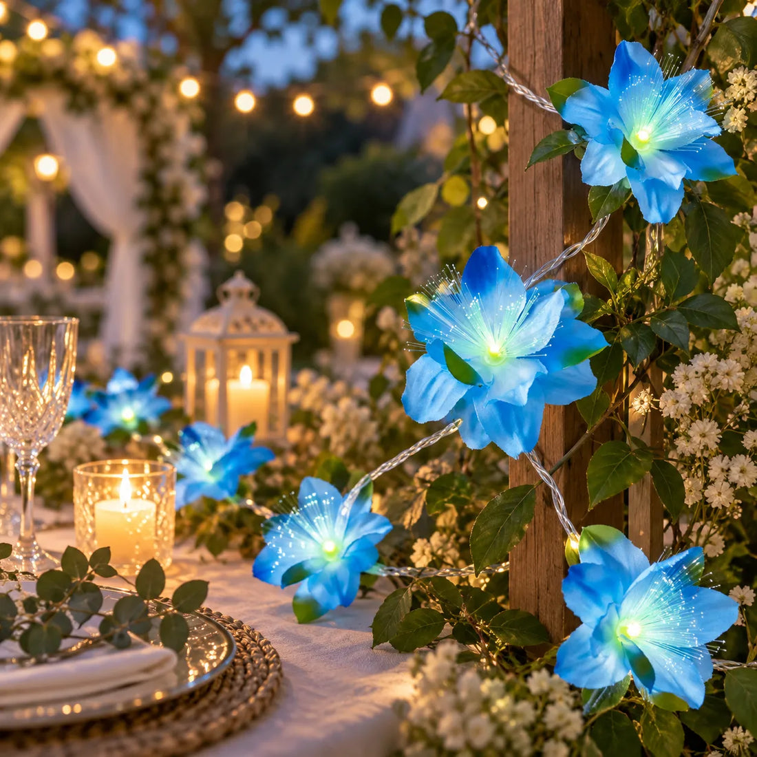 Guirlande de Fleurs Bleues Lumineuse magnifique