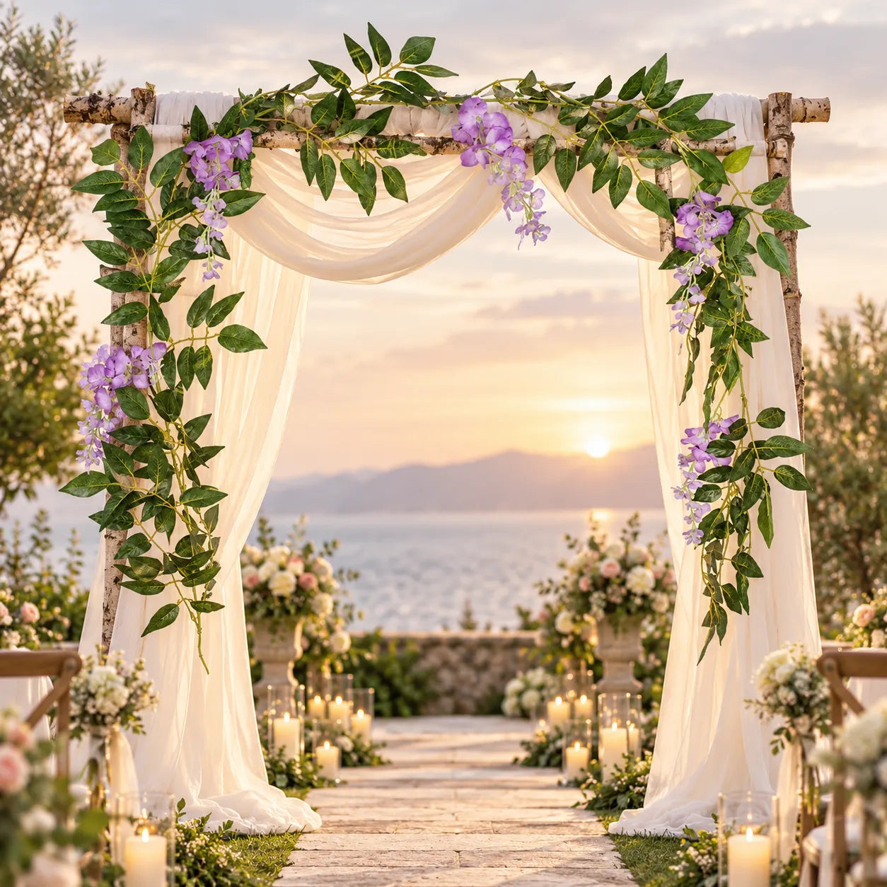 Guirlande de Glycine Artificielle Arche Mariage romantique