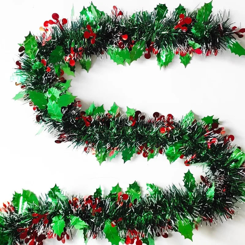 Guirlande de Noël Houx Blanc et  Vert Longue
