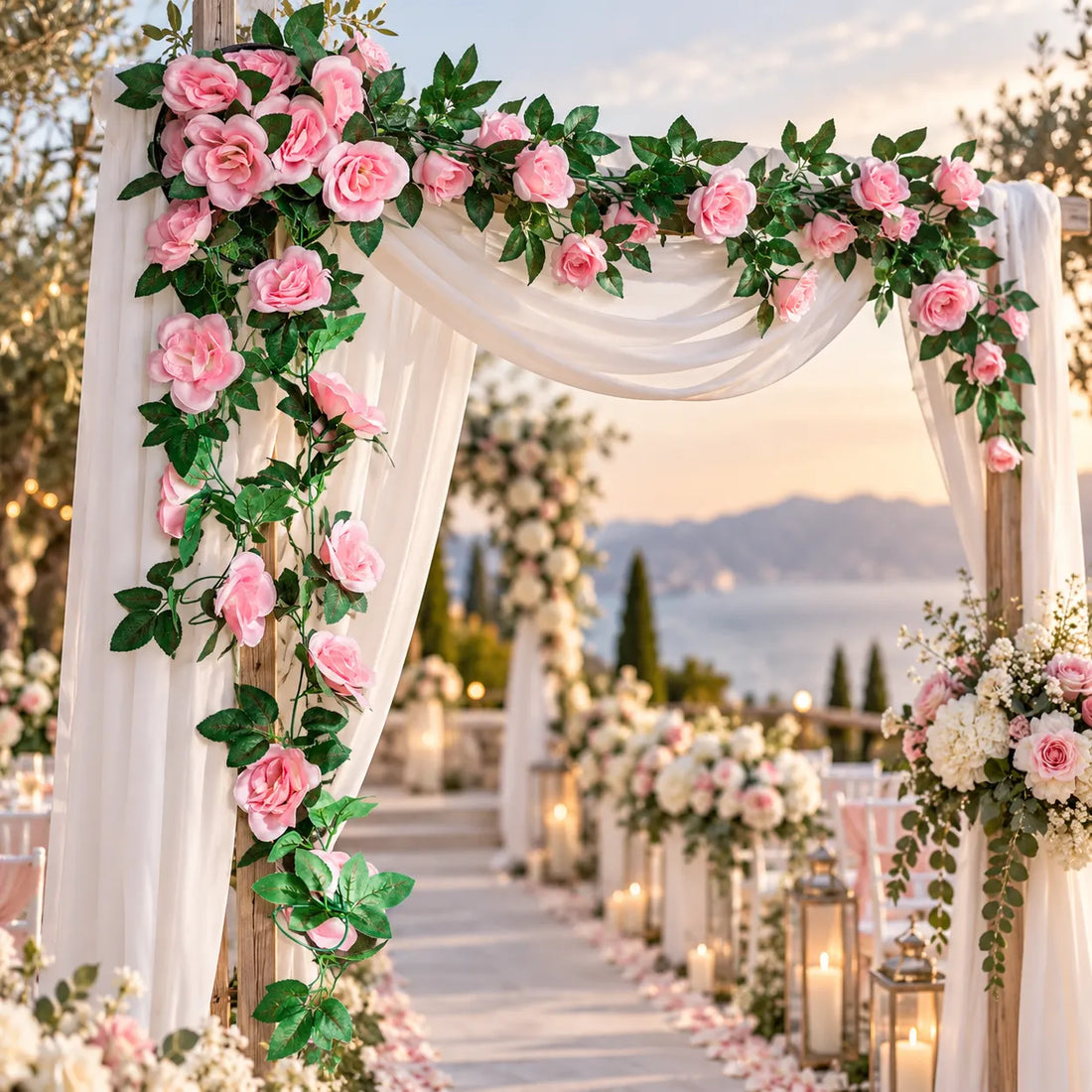 Guirlande de Rose Arche Mariage romantique
