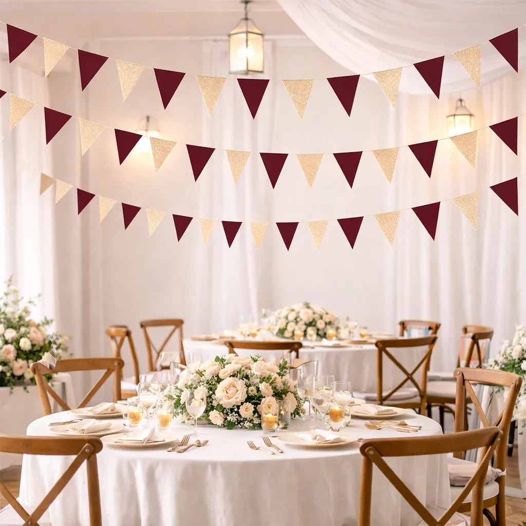 Guirlande en Papier Bordeaux et Or chic