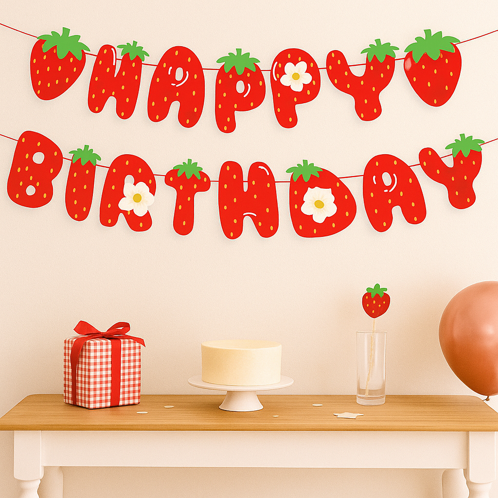 Guirlandes Happy Birthday Fraise