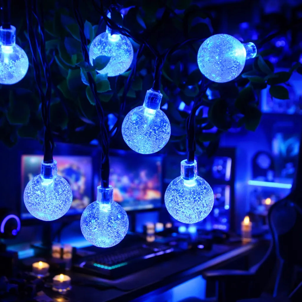 Guirlandes Lumineuse Solaire Bleue Claire