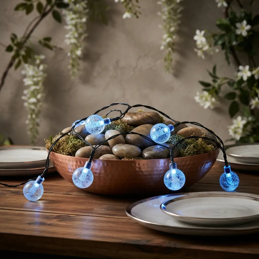 Guirlandes Lumineuse Solaire Bleue Minimaliste