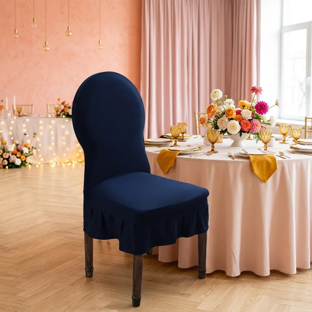 Housse Bleue Chic pour Chaise Mariage Foncé