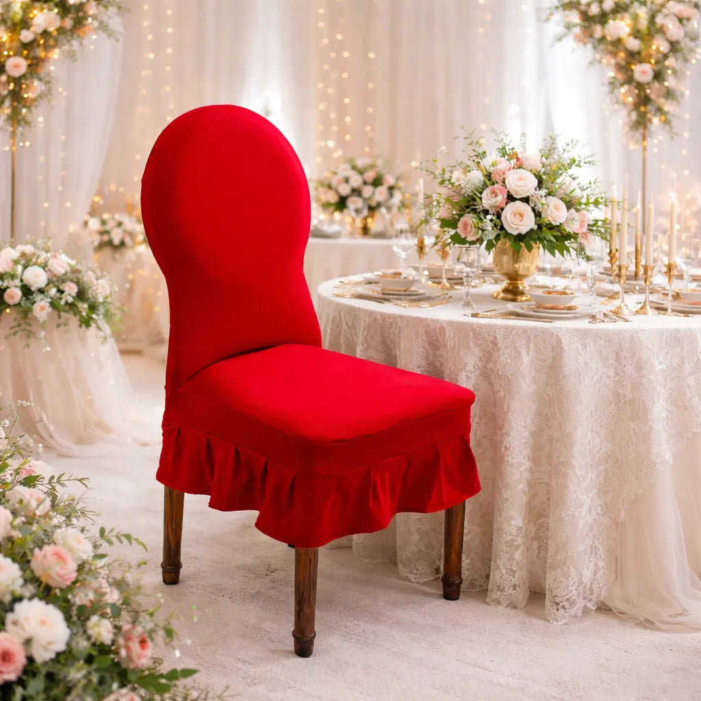 Housse Rouge Romantique pour Chaise Mariage