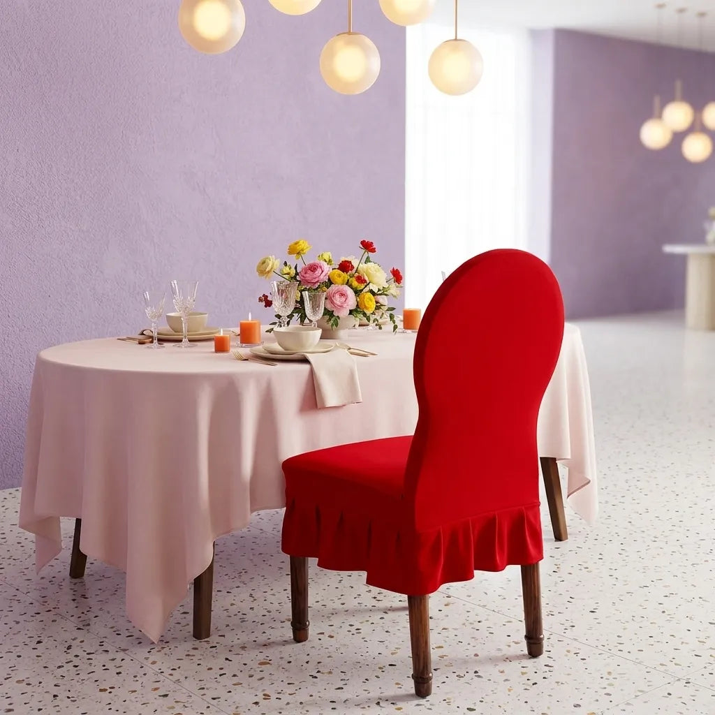 Housse Rouge Romantique pour Chaise Mariage Vif