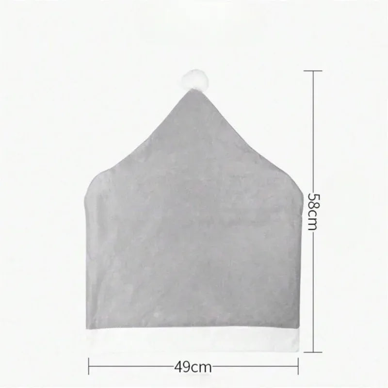 Housse de Chaise Chapeau Noël Grise Elégant