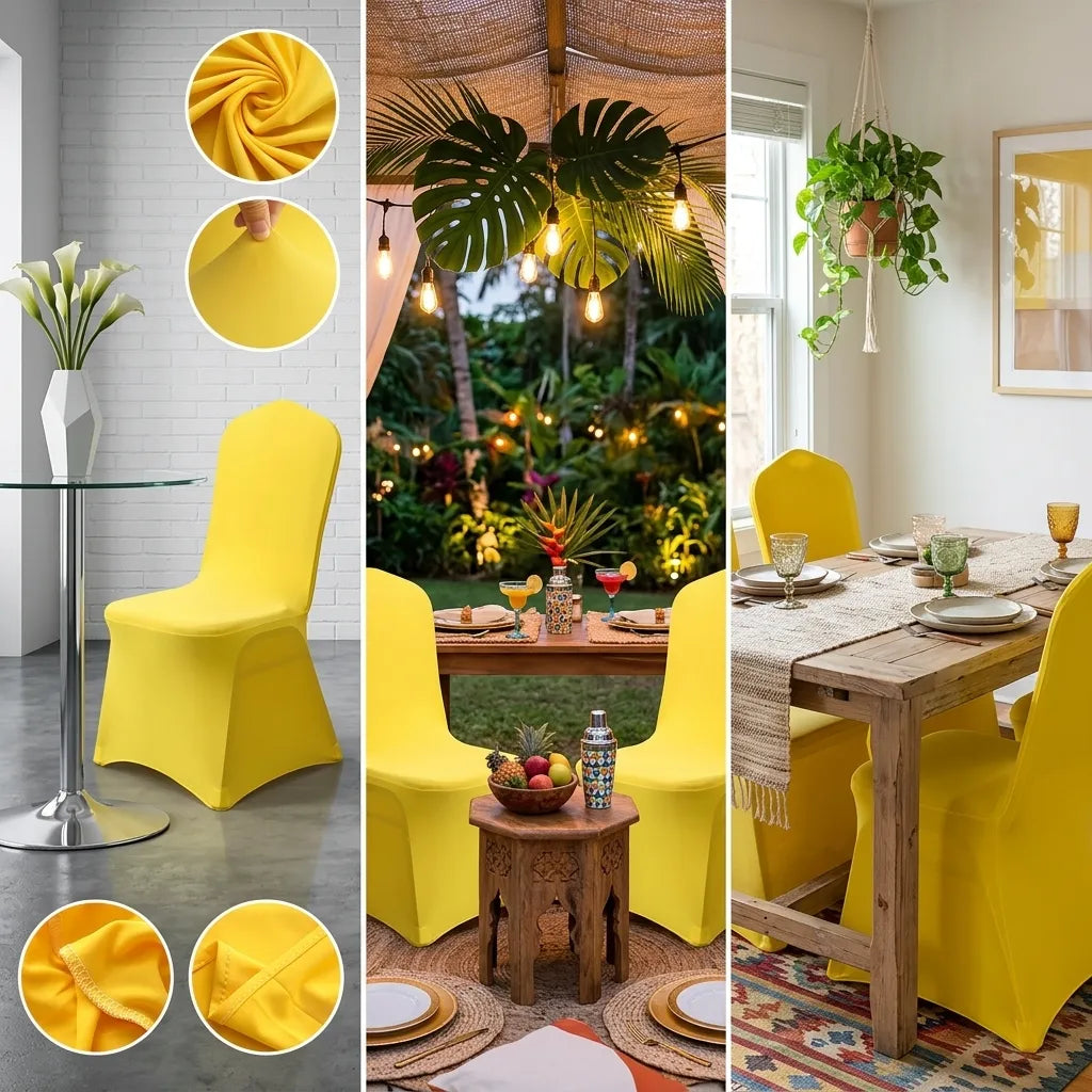 Housse de Chaise Jaune Extensible pour Mariage Moderne