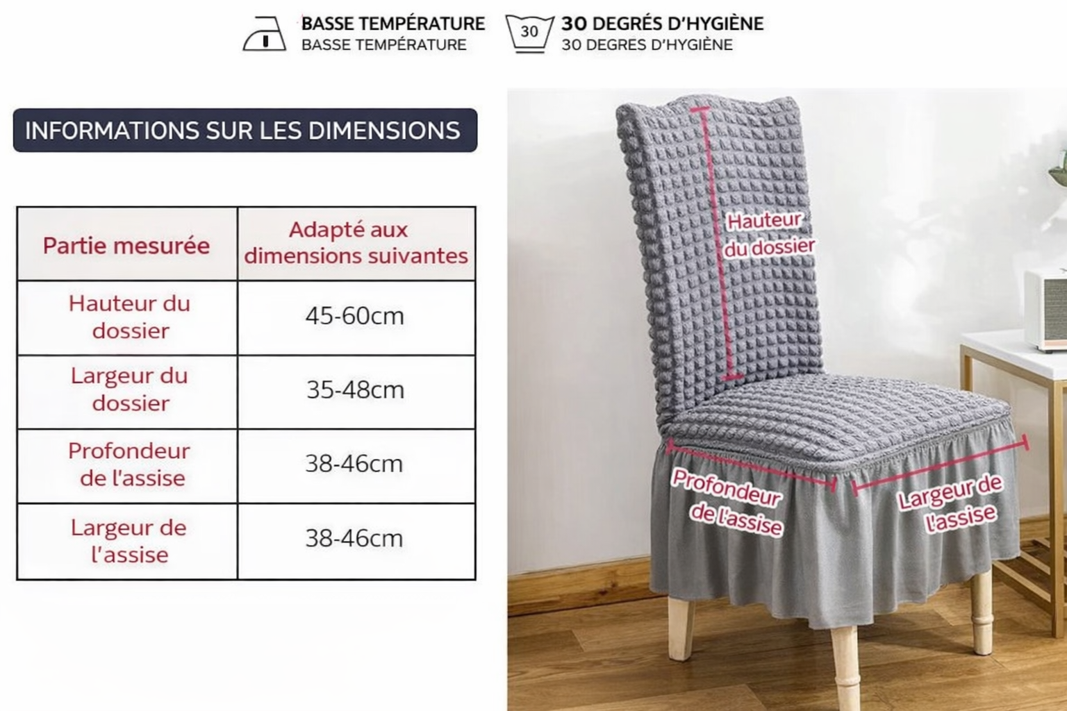 Housse de Chaise Mariage Beige Chic Dimensions