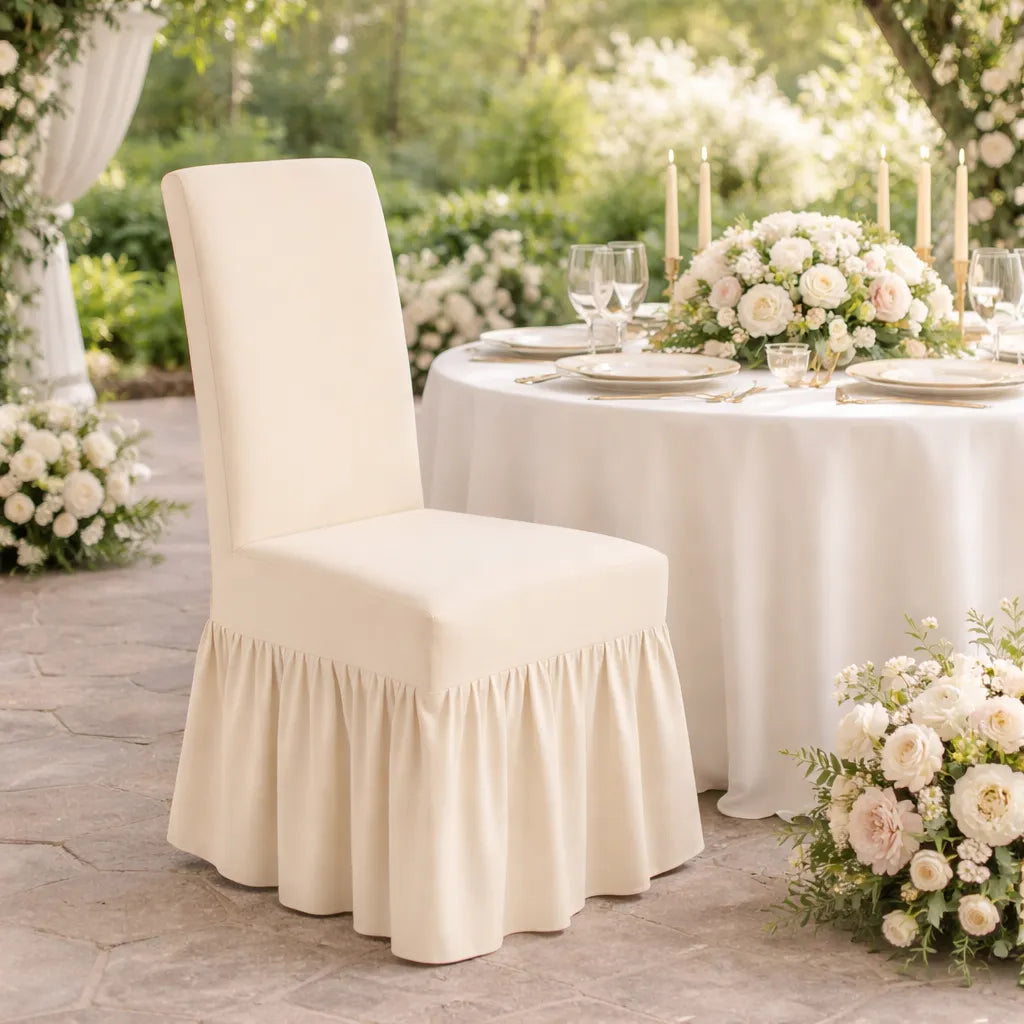 Housse de Chaise Mariage Beige Epurée