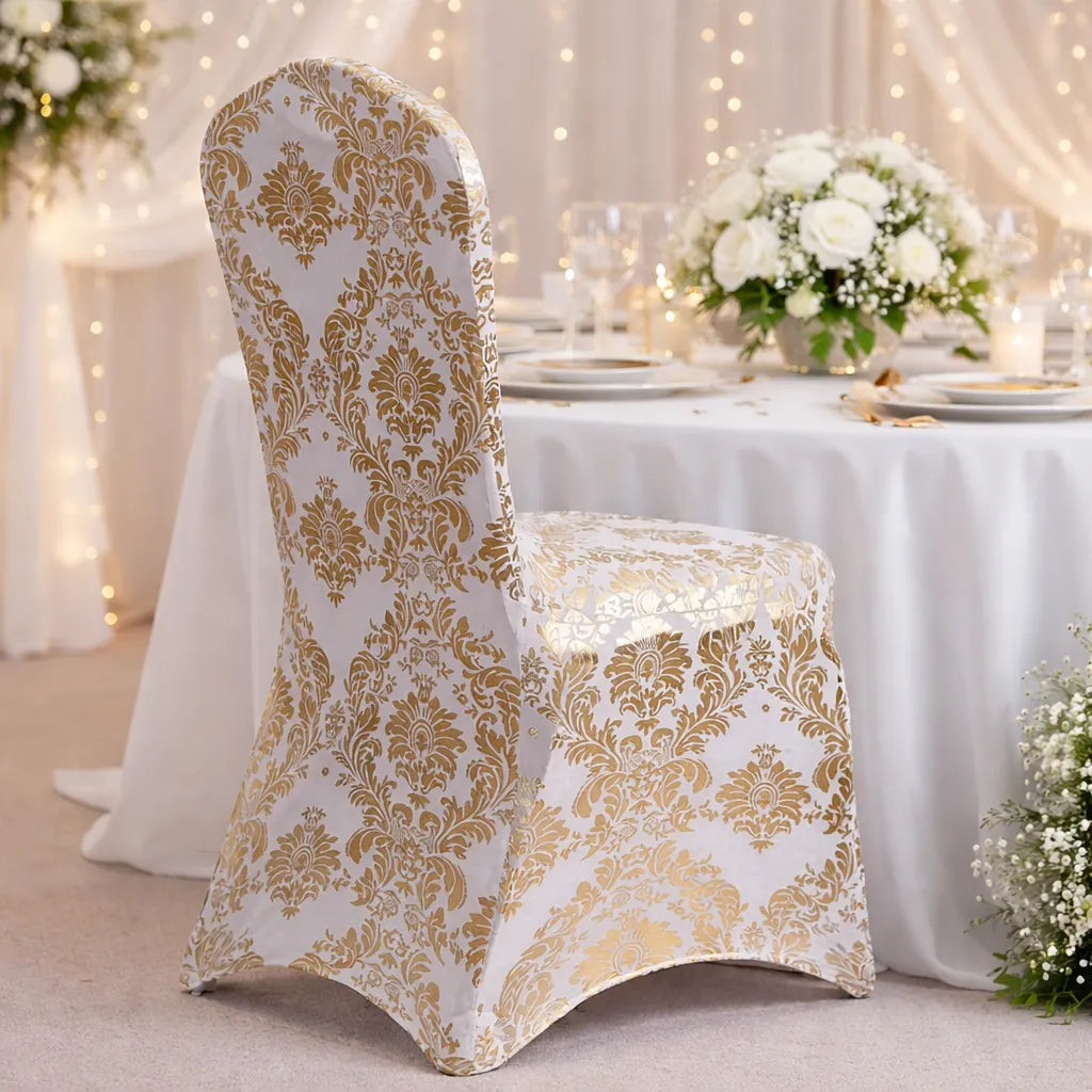 Housse de Chaise Mariage Extensible Dorée