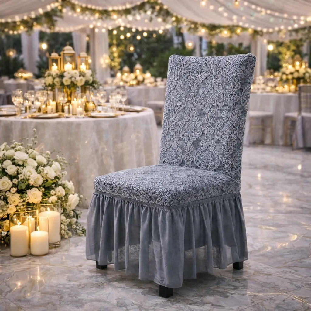 Housse de Chaise Mariage Jacquard à Jupe