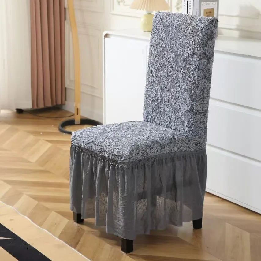 Housse de Chaise Mariage Jacquard à Jupe Design