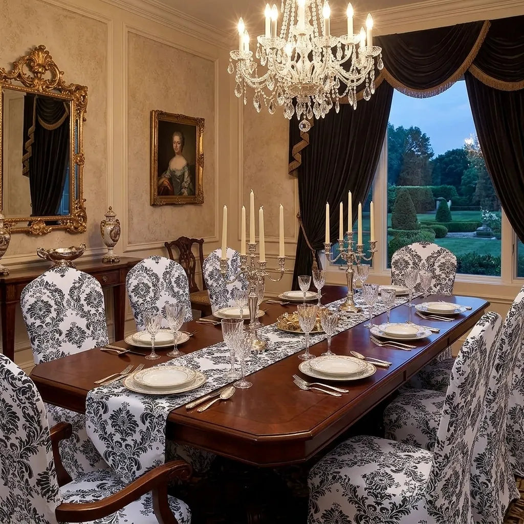 Housse de Chaise Mariage Noir et Blanc Unique