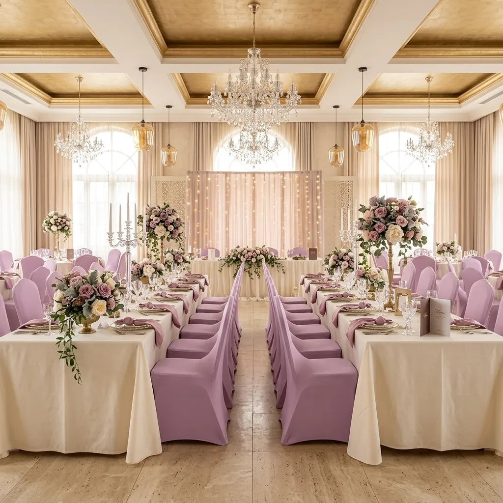 Housse de Chaise Mariage Romantique Moderne