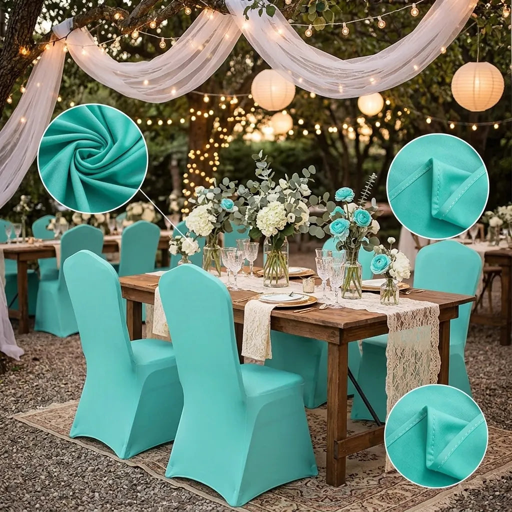 Housse de Chaise Mariage Turquoise Elégante