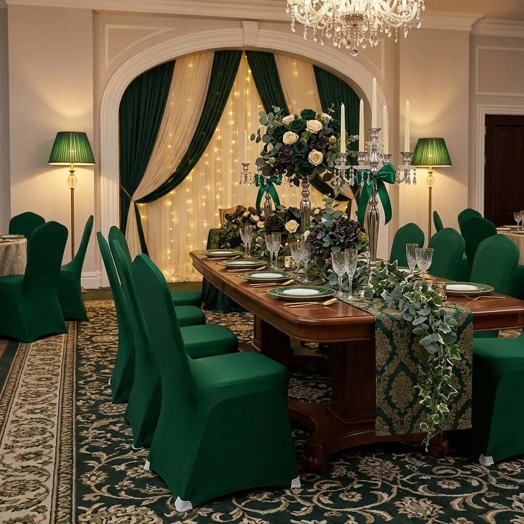 Housse de Chaise Mariage Vert Emeraude Moderne