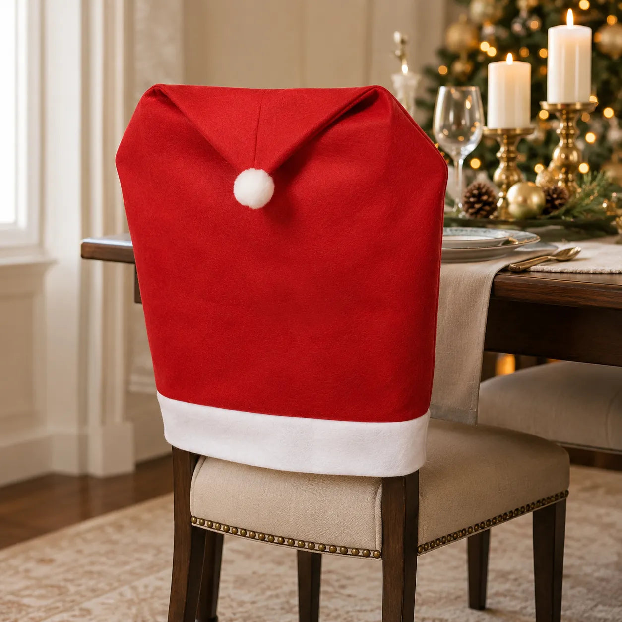 Housse de Chaise Noël Rouge Pratique