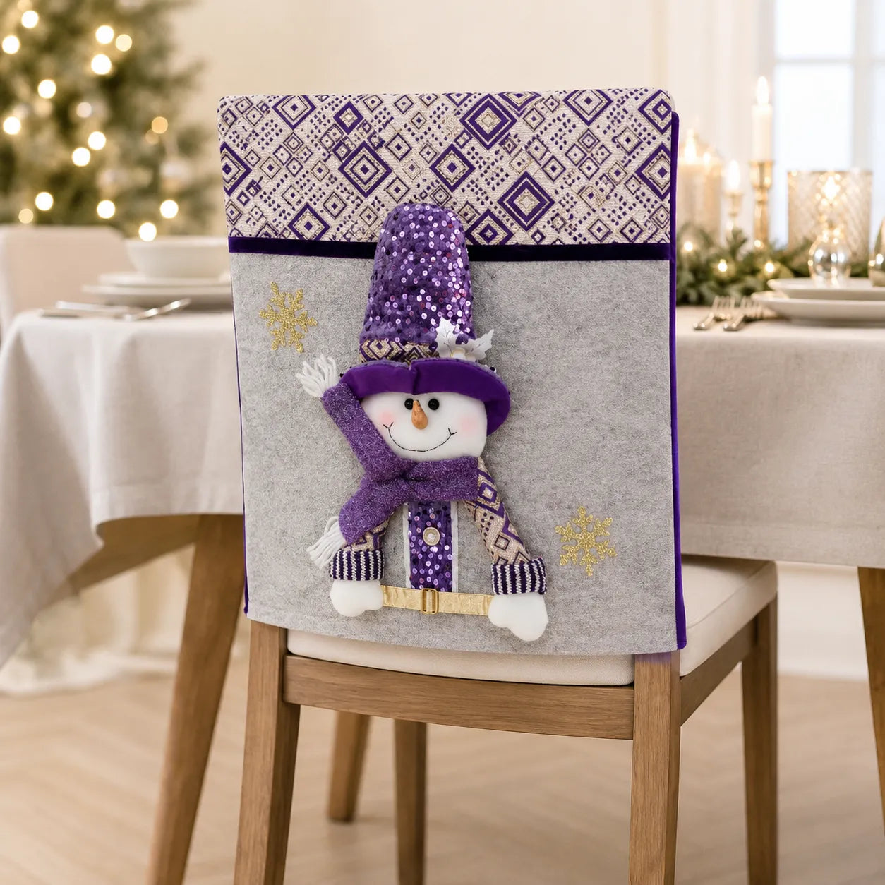 Housse de Chaise Noël Violette Pratique