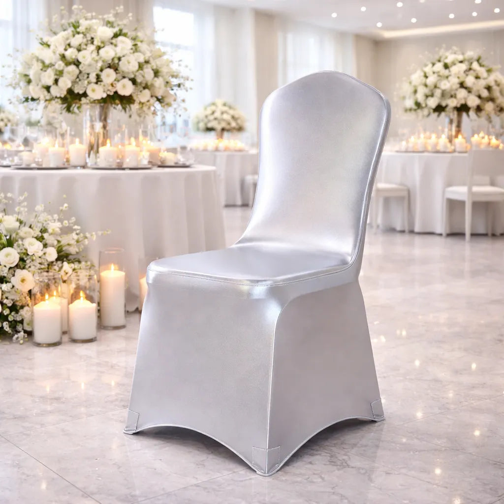 Housse de chaise Extensible Mariage Argentée