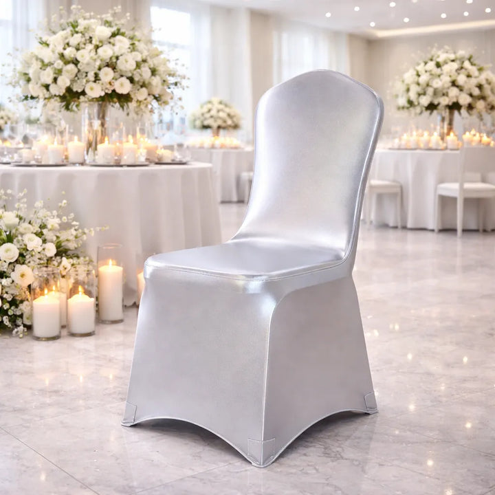 Housse de chaise Extensible Mariage Argentée