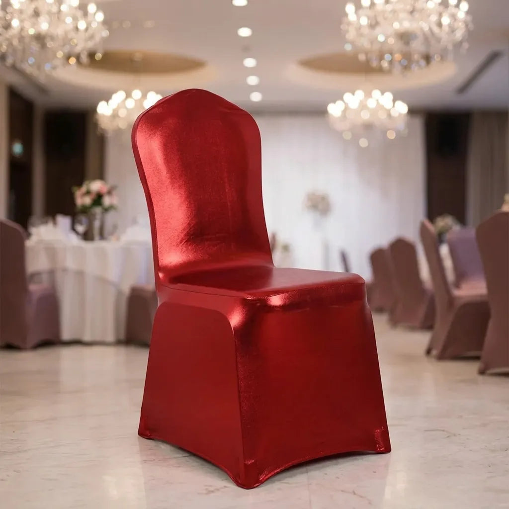 Housse de chaise Mariage Rouge Métallique Brillant