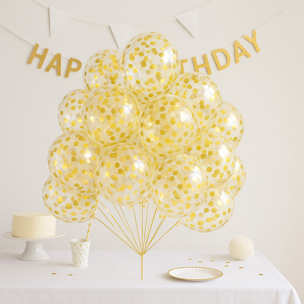 Ballons Anniversaire Confettis Dorés
