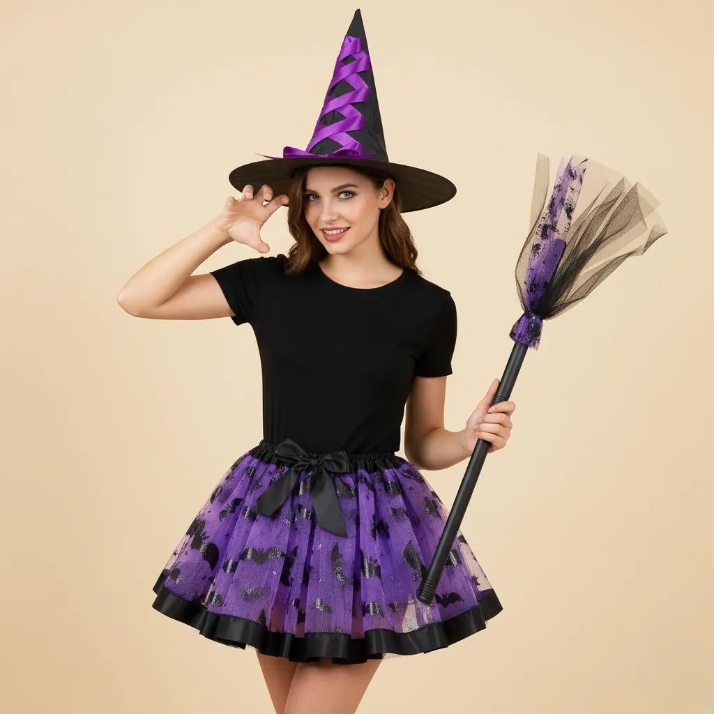 Jupe Violette et Accessoires Sorcière