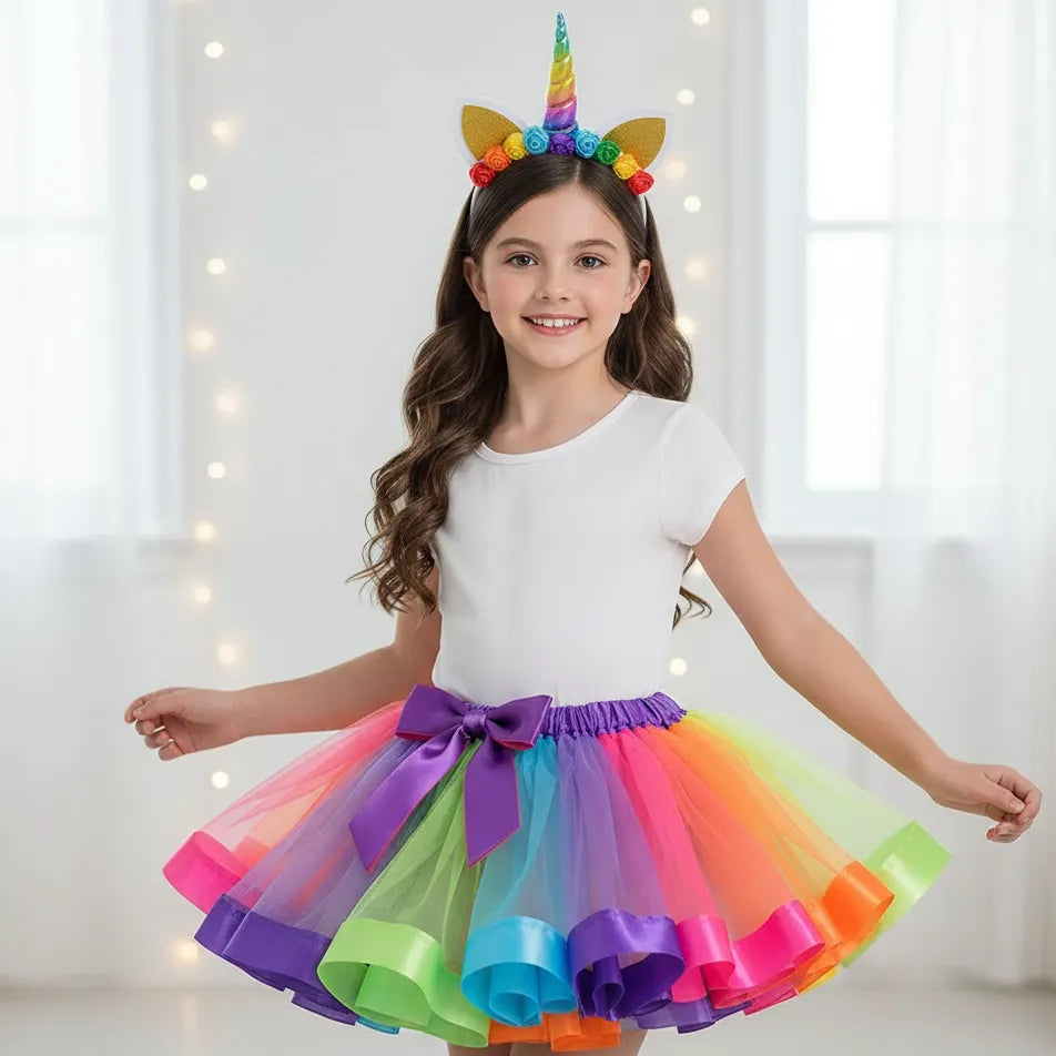 Jupe et Serre-tête Licorne Colorée