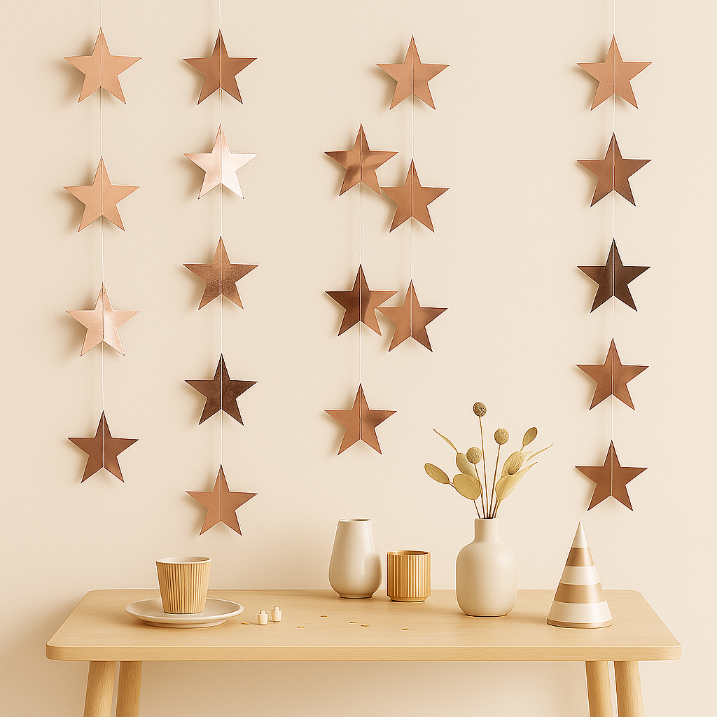 Guirlande Anniversaire Etoiles Rose Gold 