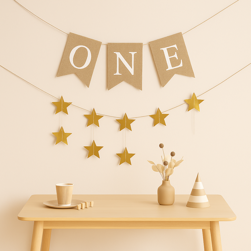 Guirlande Premier Anniversaire Toile de Jute