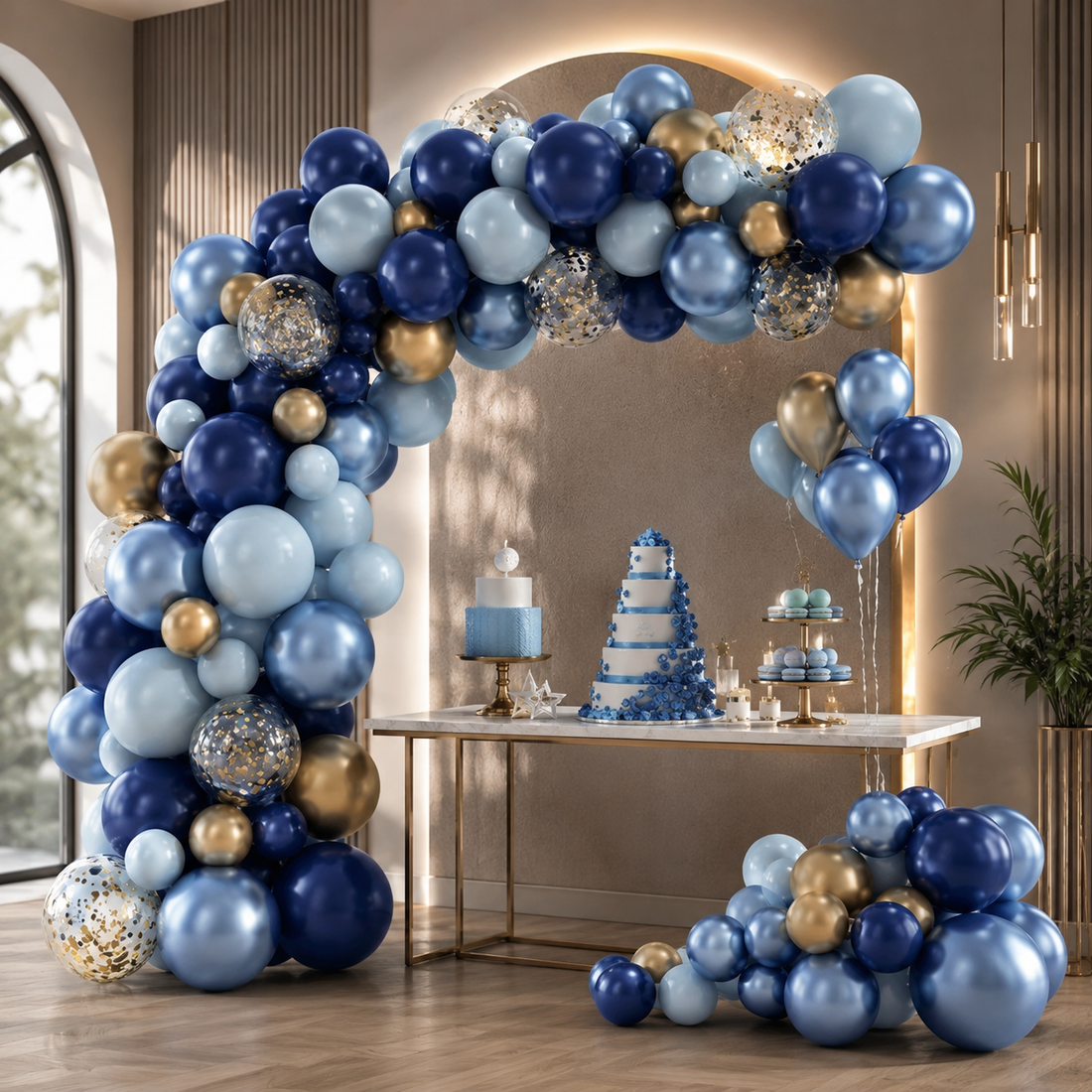 Kit Arche Ballons Bleu Doré U!ique