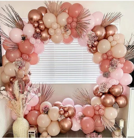 Kit Ballons Anniversaire Arc Tons Rose