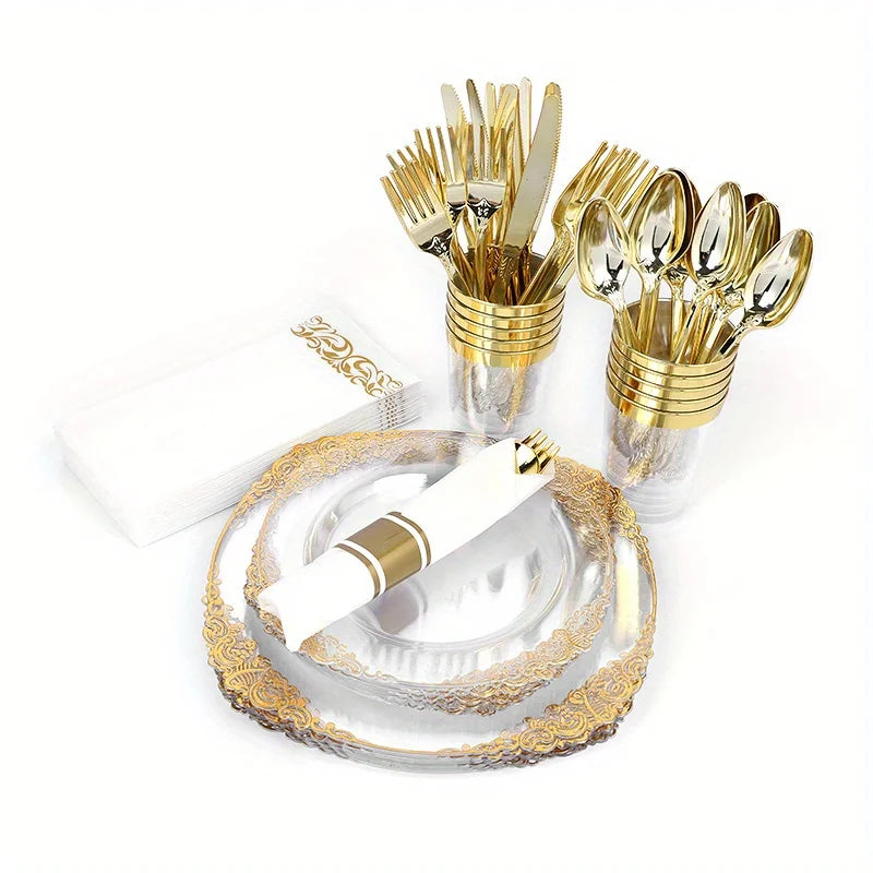 Kit Jetable Transparent Élégant en Plastique 