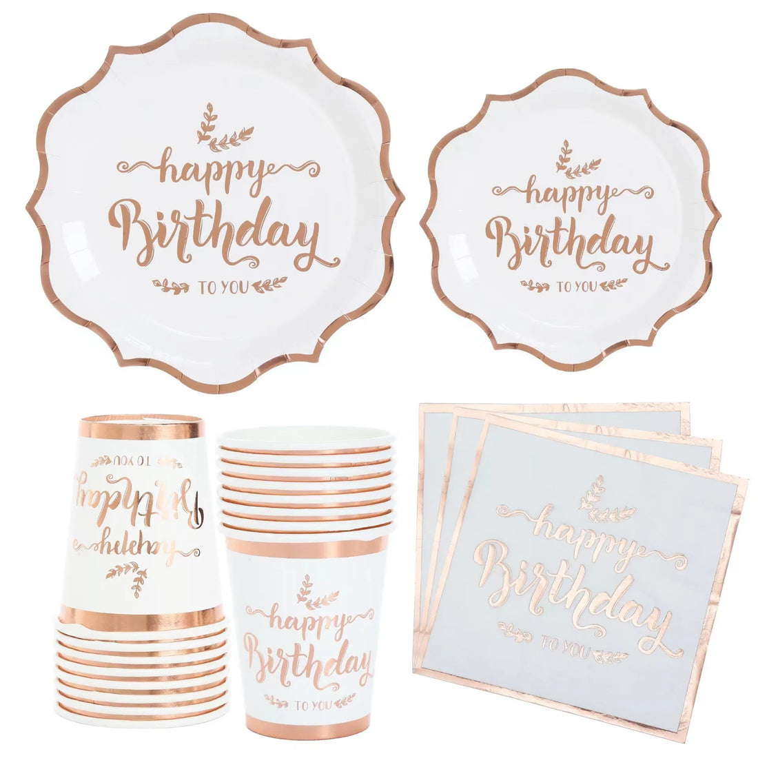 Kit Vaisselle Jetable Anniversaire Rose Gold