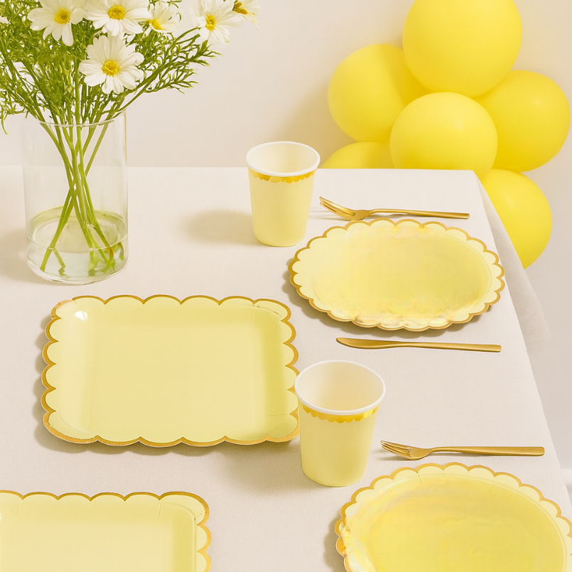 Kit Vaisselle Jetable Jaune