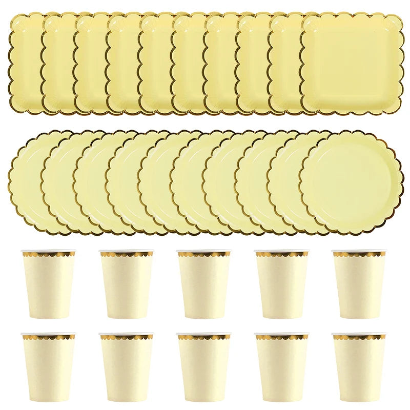 Kit Vaisselle Jetable Jaune