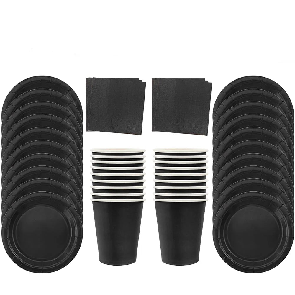 Kit Vaisselle Jetable Noire
