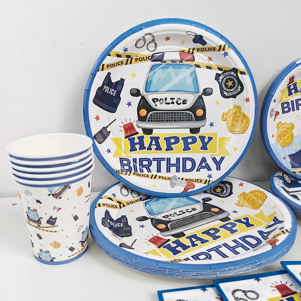 Kit Vaisselle Jetable Police Papier résistant