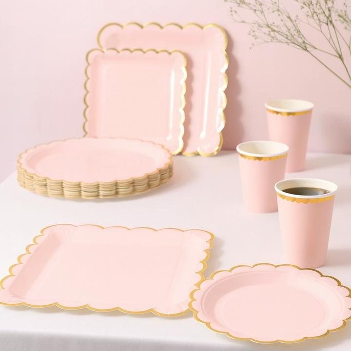 Kit Vaisselle Jetable Rose