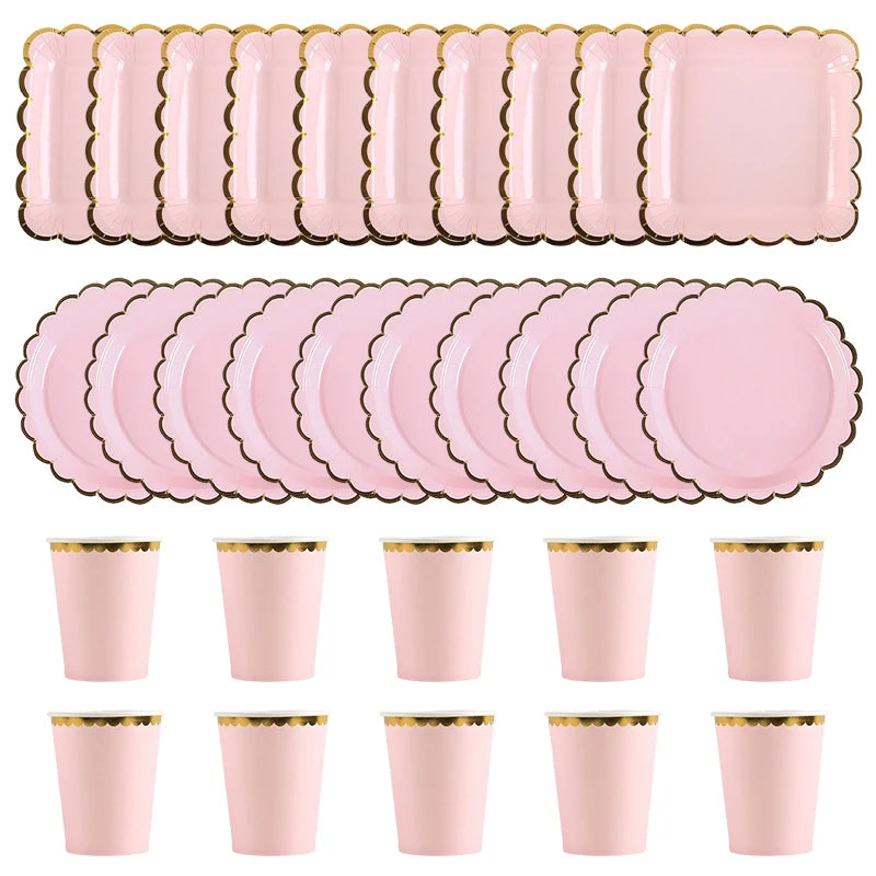 Kit Vaisselle Jetable Rose