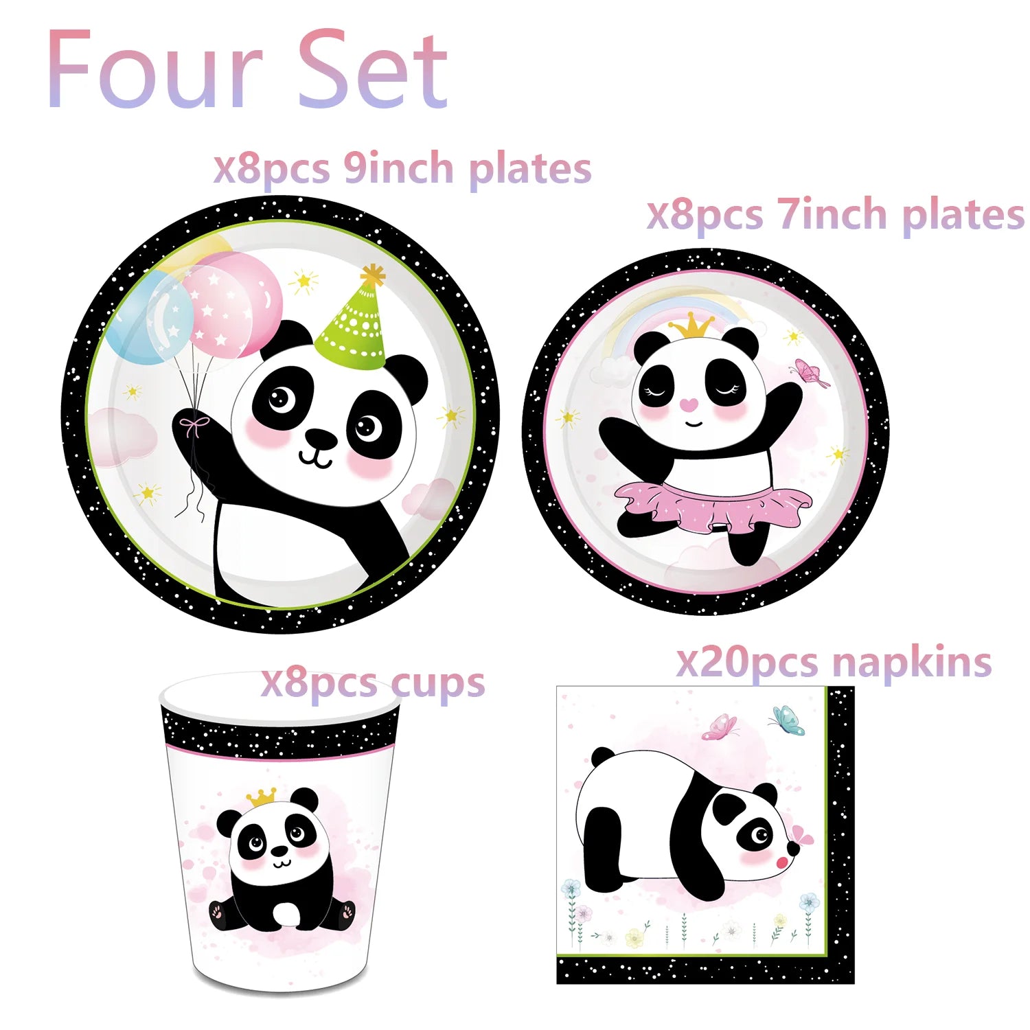 Kit Vaisselle Panda en Papier 