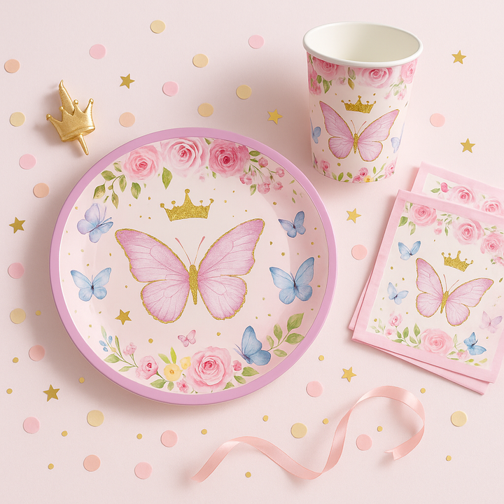 Kit Vaisselle Papillon Rose