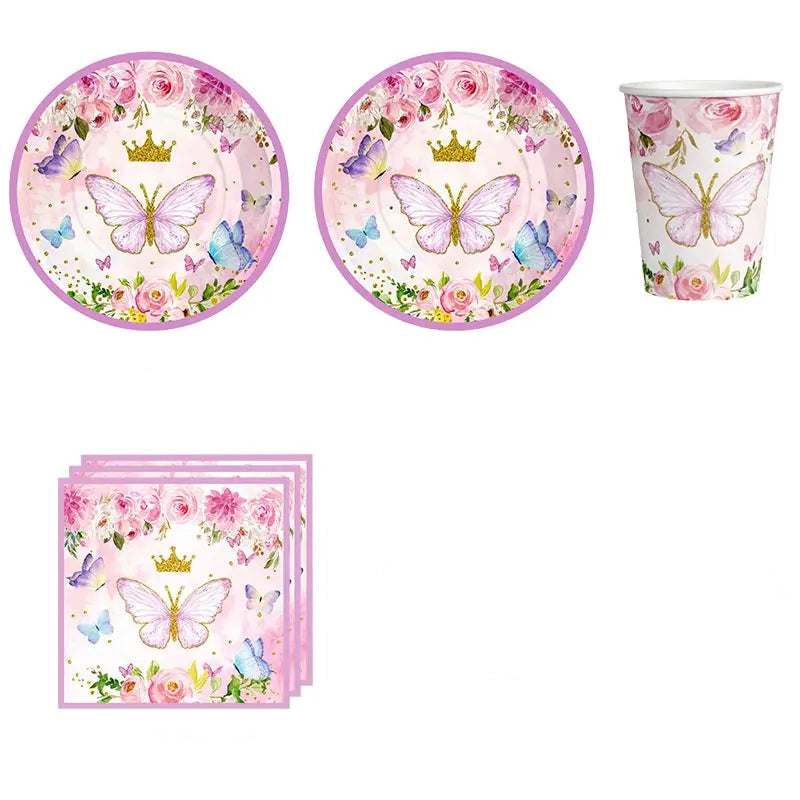 Kit Vaisselle Papillon Rose