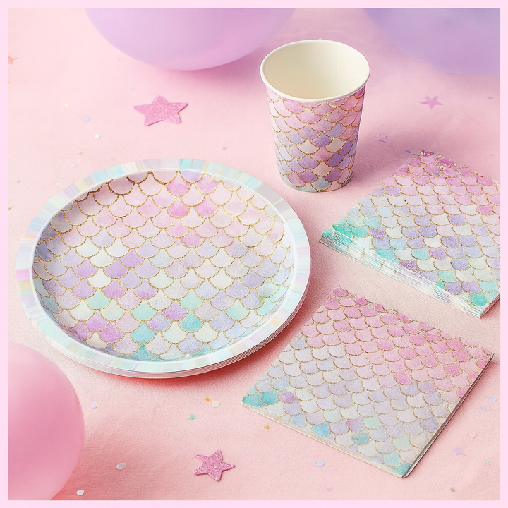 Kit Vaisselle Rose Thème Sirène